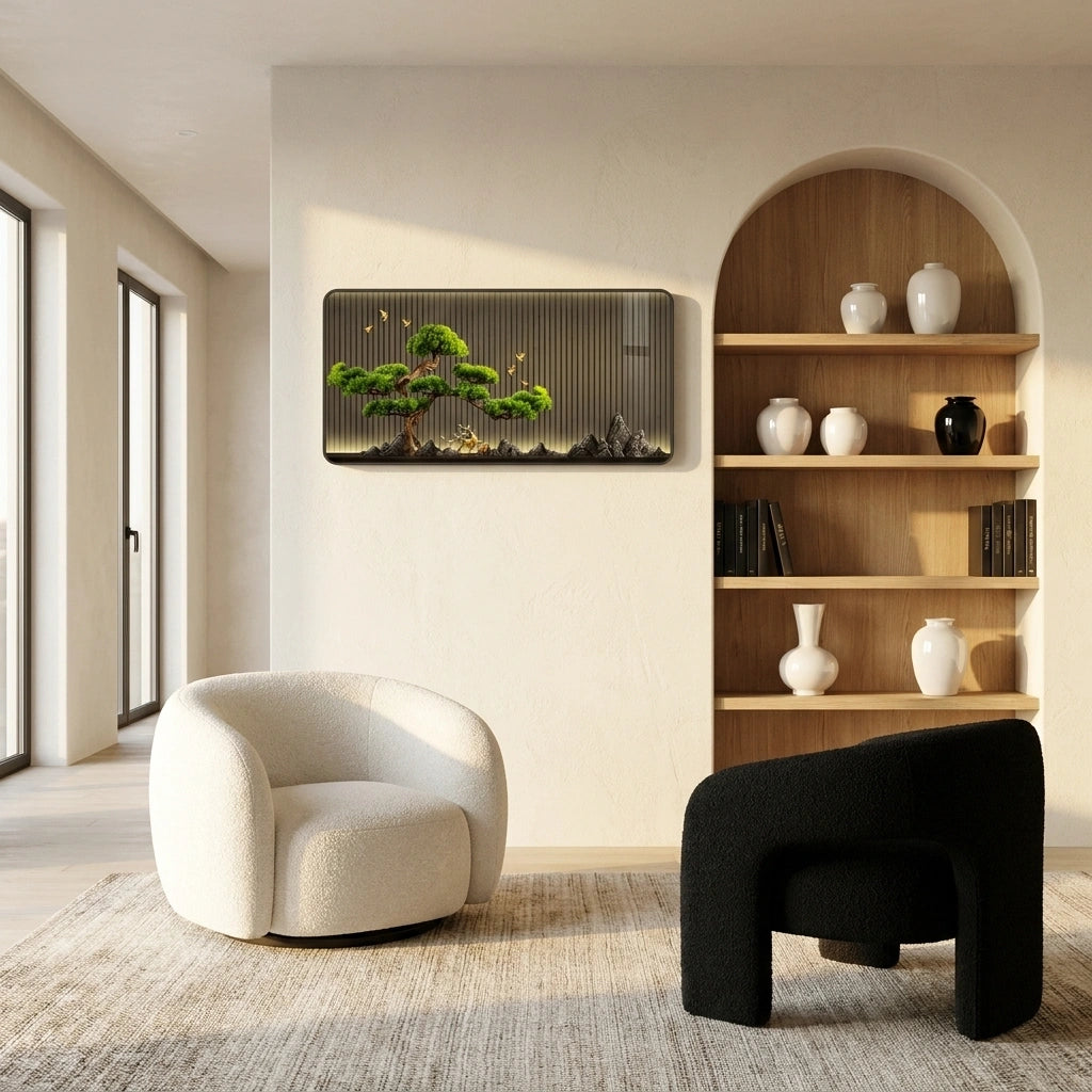 Horloge murale digitale grand format - salon variante decoration