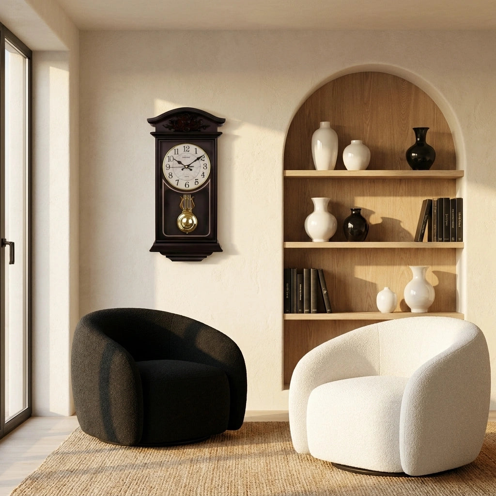 Horloge comtoise pendule antique - vue salon ambiance classique