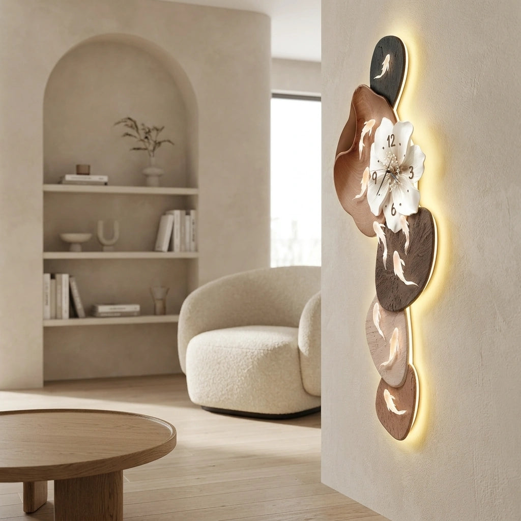 Horloge Décoration Murale  Carpes Koï Grand Format