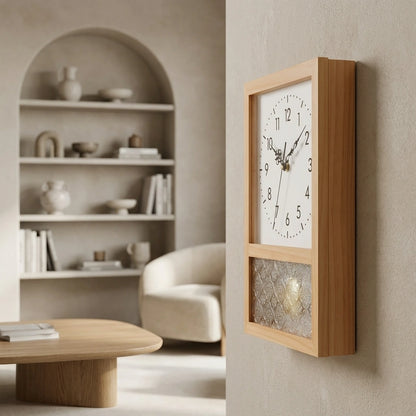 Horloge bois style retro japonais - vue mur salon variante design