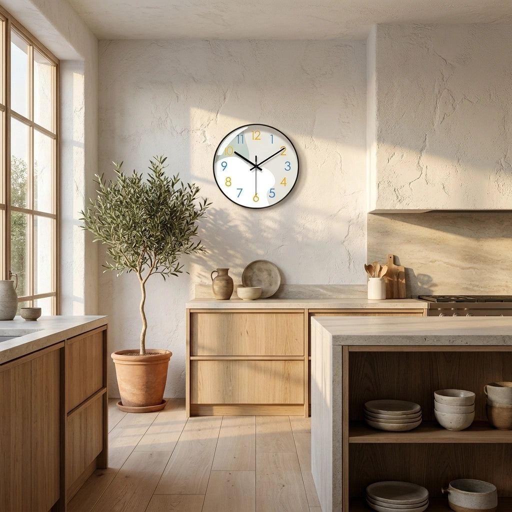Horloge murale moderne minimaliste - mise en situation cuisine minimaliste