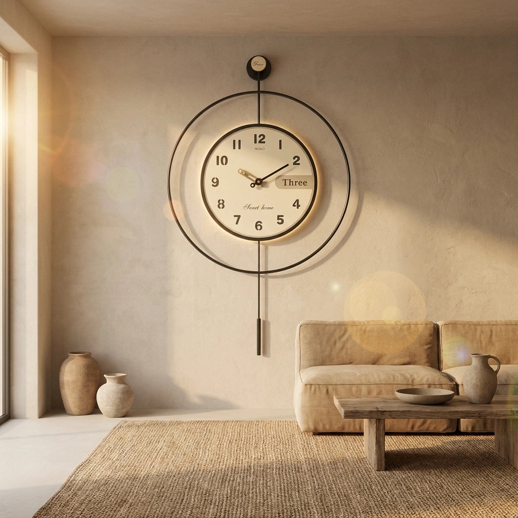 Horloge murale pendule design épuré vue minimaliste