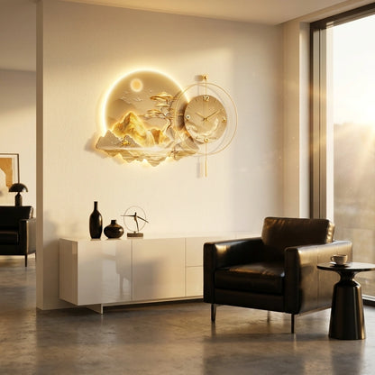 Horloge Pendule LED Paysage Nordique