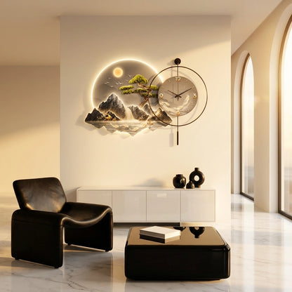 Horloge Pendule LED Paysage Nordique
