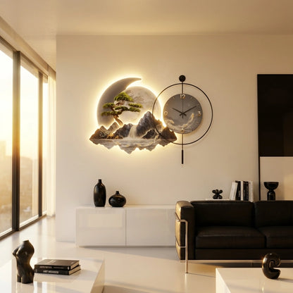 Horloge Pendule LED Paysage Nordique