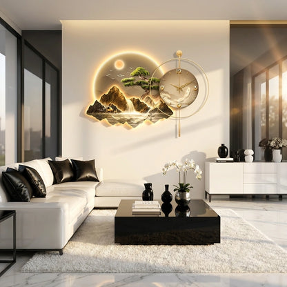 Horloge Pendule LED Paysage Nordique