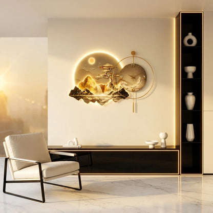 Horloge Pendule LED Paysage Nordique