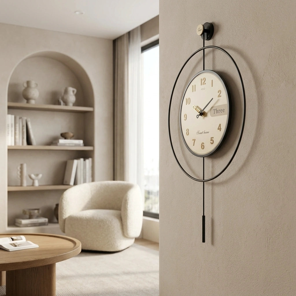 Horloge murale pendule design épuré ambiance bureau