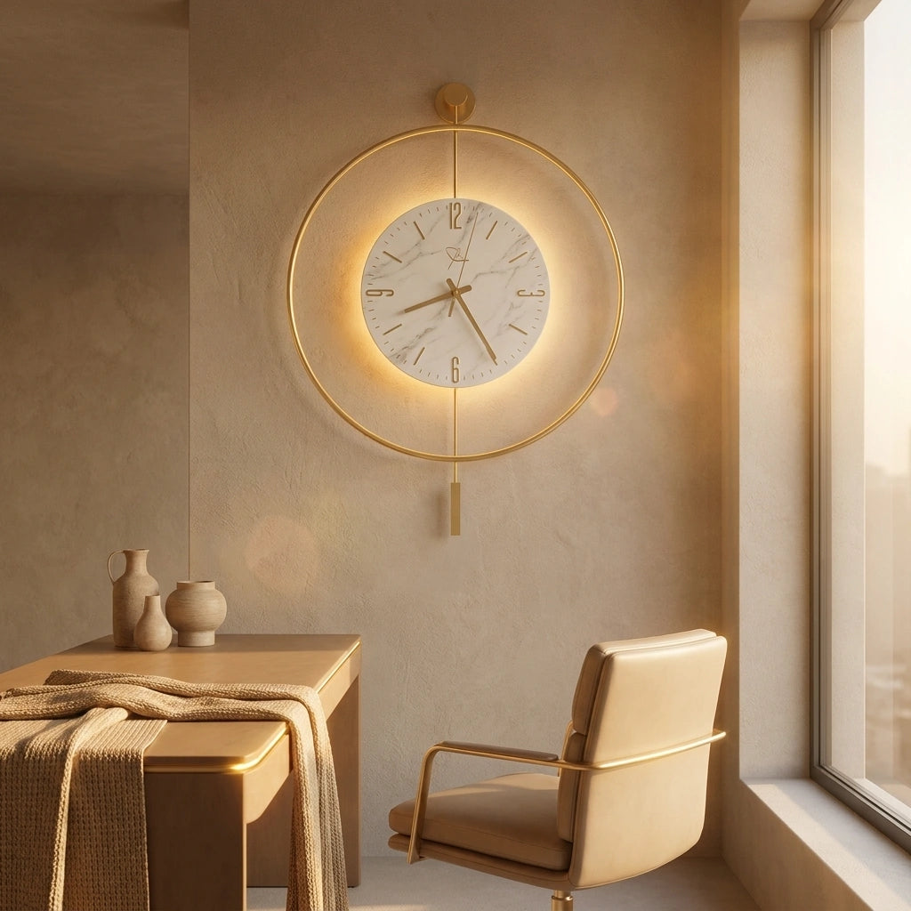 Grande horloge murale moderne LED détail des aiguilles