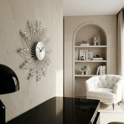 Horloge murale diamants - mise en situation bureau elegant