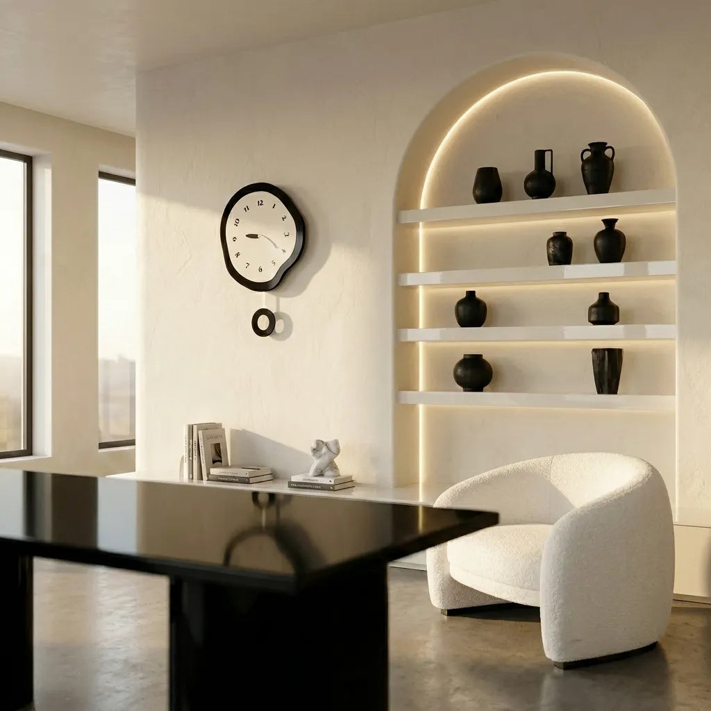 Horloge murale design japonais blanc - mise en situation bureau moderne