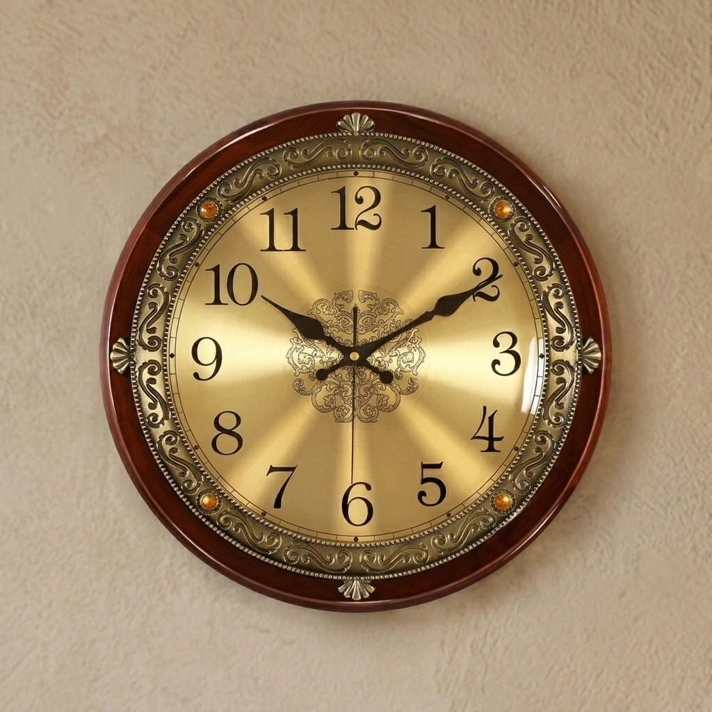 Horloge murale doree nordique vintage - vue principale couleur or