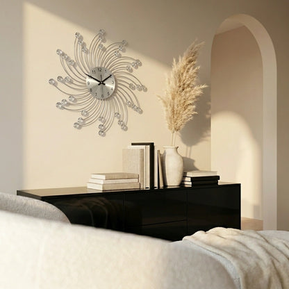 Horloge murale diamants - photo principale fond blanc elegant