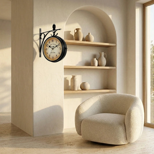 Horloge murale vintage double face - photo principale mise en situation