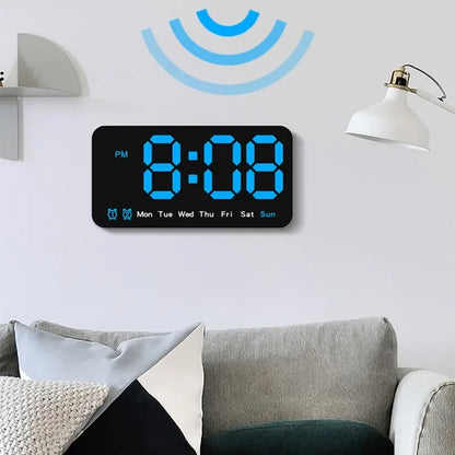 Horloge Murale Digitale  LED Grande Taille avec Double Alarme