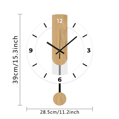 Horloge Murale Silencieuse  Acrylique Bois Blanc à Balancier