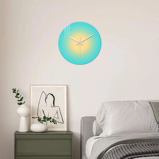 Horloge Murale Design  Dégradé Coloré Bleu Jaune