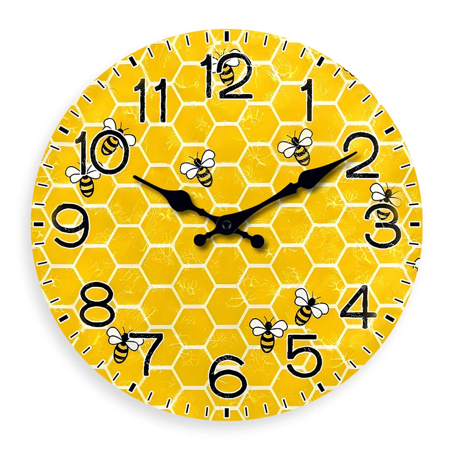 Horloge Murale Bois  Nid d'Abeille et Abeilles