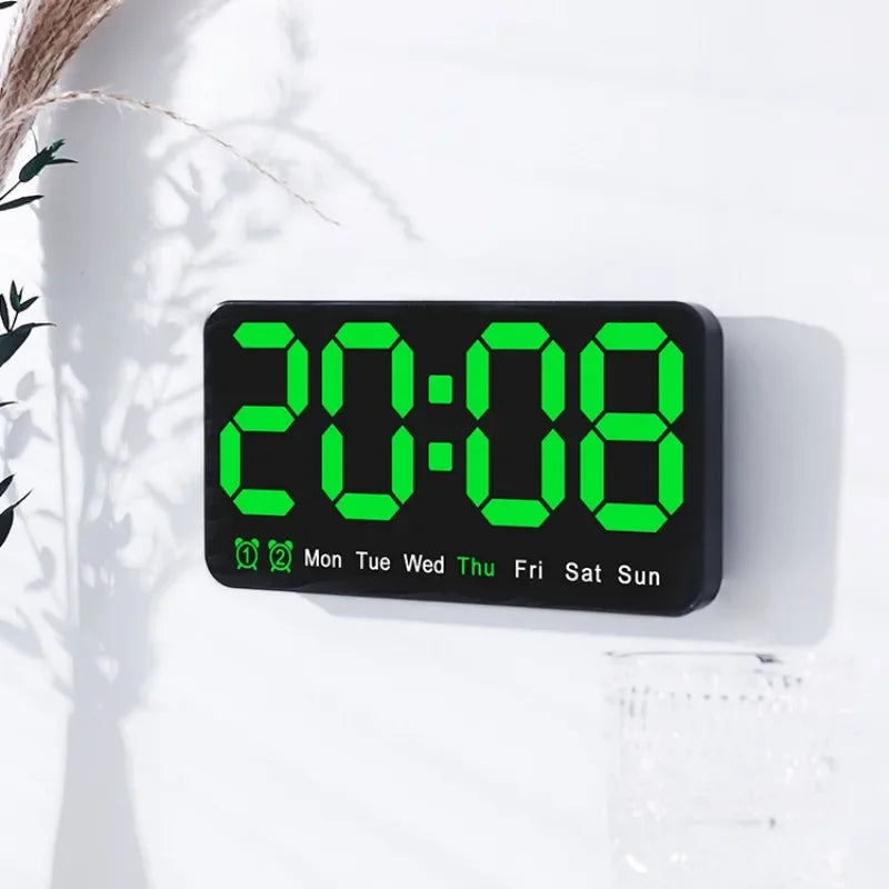 Horloge Murale Digitale  LED Grande Taille avec Double Alarme