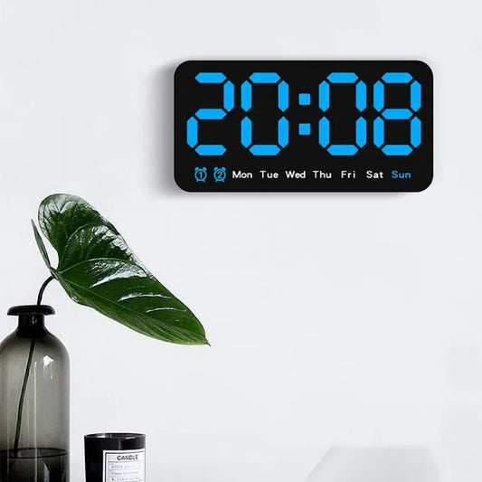 Horloge Murale Digitale  LED Grande Taille avec Double Alarme