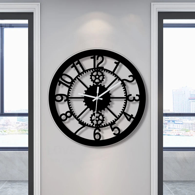 Horloge Murale DigitaleDesign Engrenage Rond Silencieux