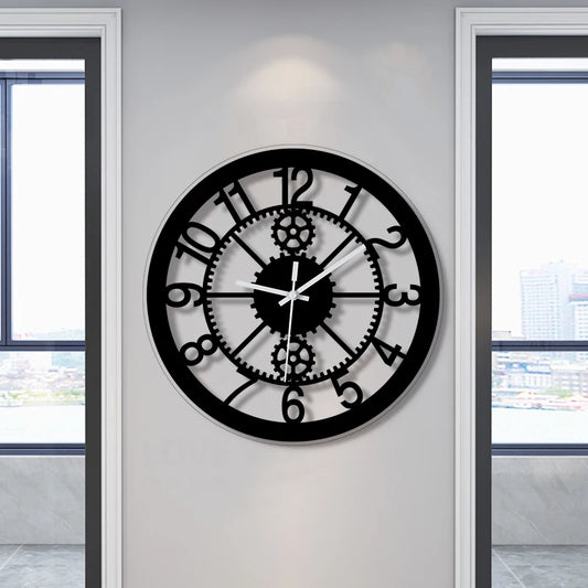 Horloge Murale DigitaleDesign Engrenage Rond Silencieux