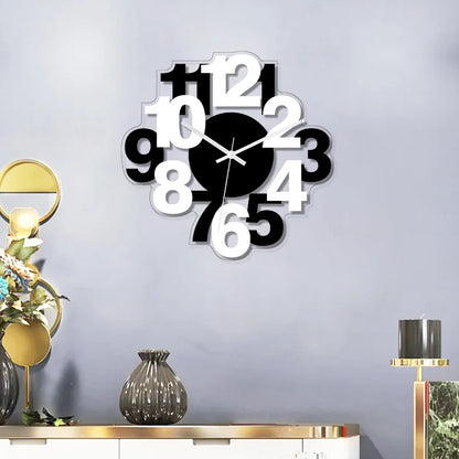 Horloge Murale Silencieuse  Noire et Blanche à Chiffres Arabe