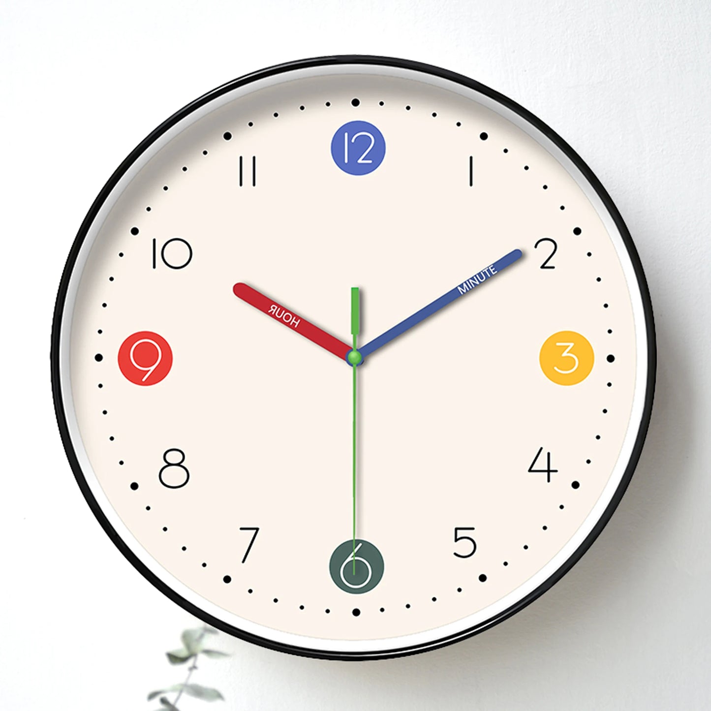 Horloge Enfant Silencieuse  Apprentissage Aiguilles Colorées