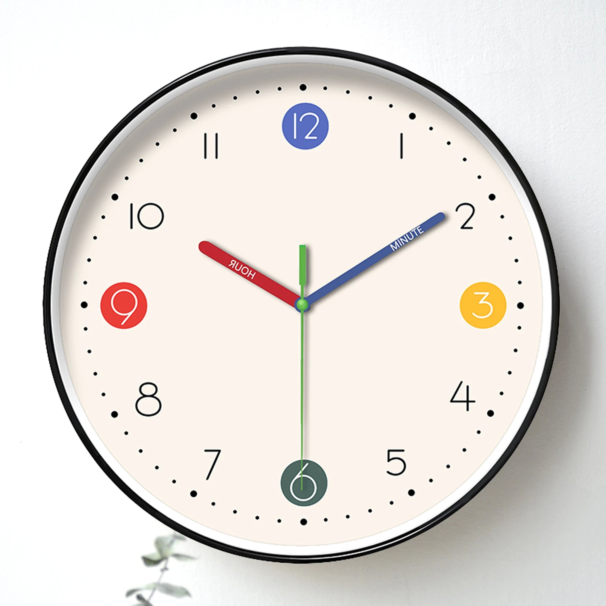 Horloge Enfant Silencieuse  Apprentissage Aiguilles Colorées