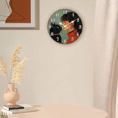 Horloge Chat Noir  Art Vintage