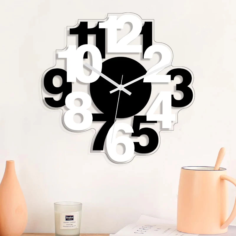 Horloge Murale Silencieuse  Noire et Blanche à Chiffres Arabe