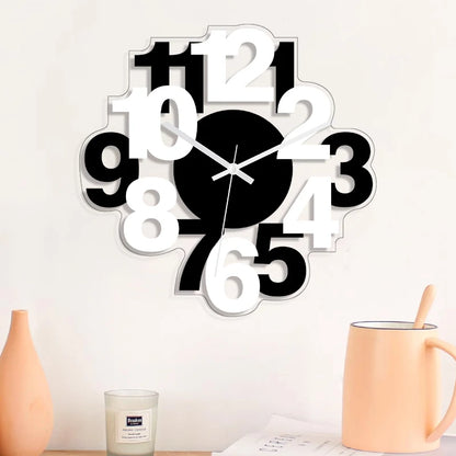 Horloge Murale Silencieuse  Noire et Blanche à Chiffres Arabe