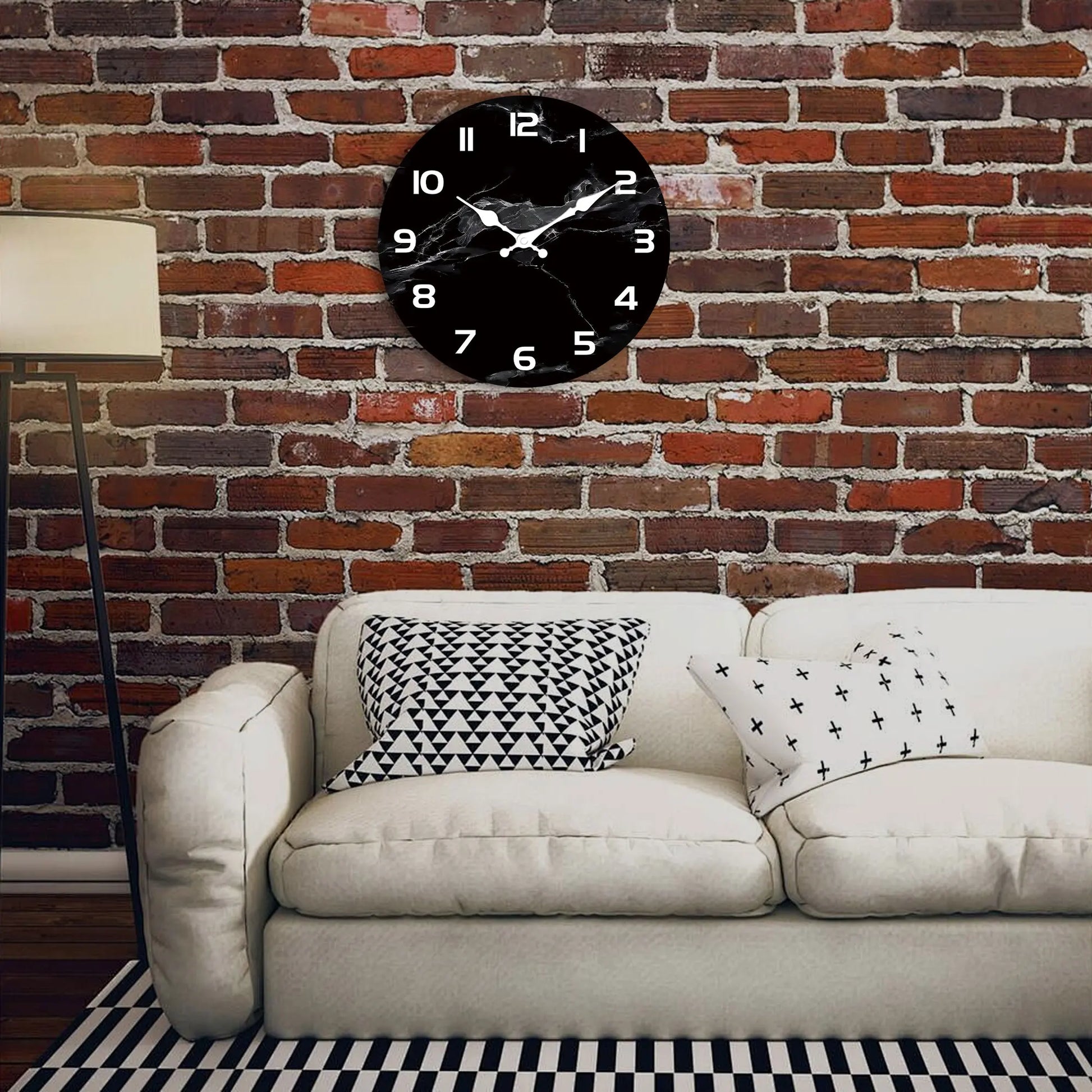 Horloge Murale Marbre Noir  Style Épuré