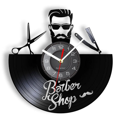 Horloge À Engrenage    Vinyle Design Style Barber Shop