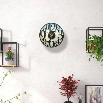 Horloge Murale SilencieuseVerre Rond Décoratif