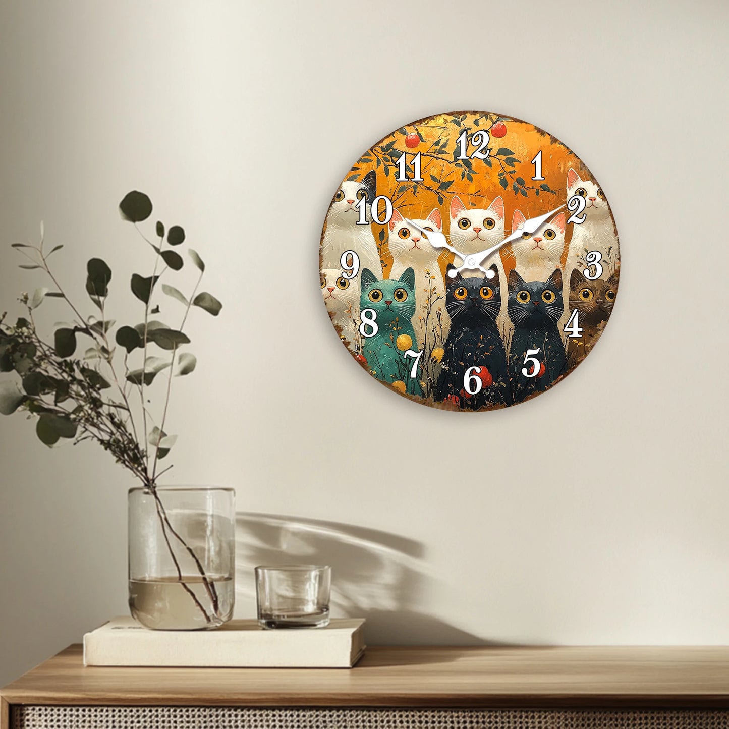 Horloge chat  Couleur d'Automne