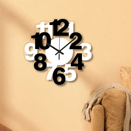 Horloge Murale Silencieuse  Noire et Blanche à Chiffres Arabe