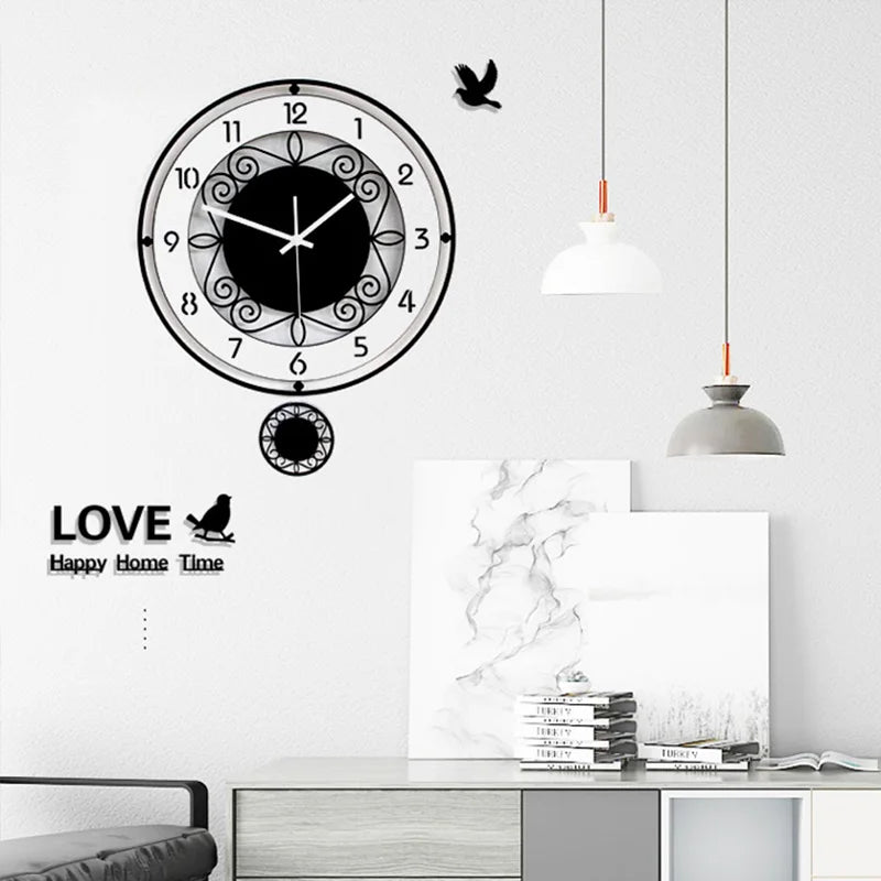 Horloge Murale Silencieuse  Noire et Blanche Minimaliste