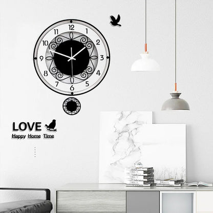 Horloge Murale Silencieuse  Noire et Blanche Minimaliste