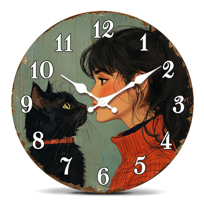 Horloge Chat Noir  Art Vintage