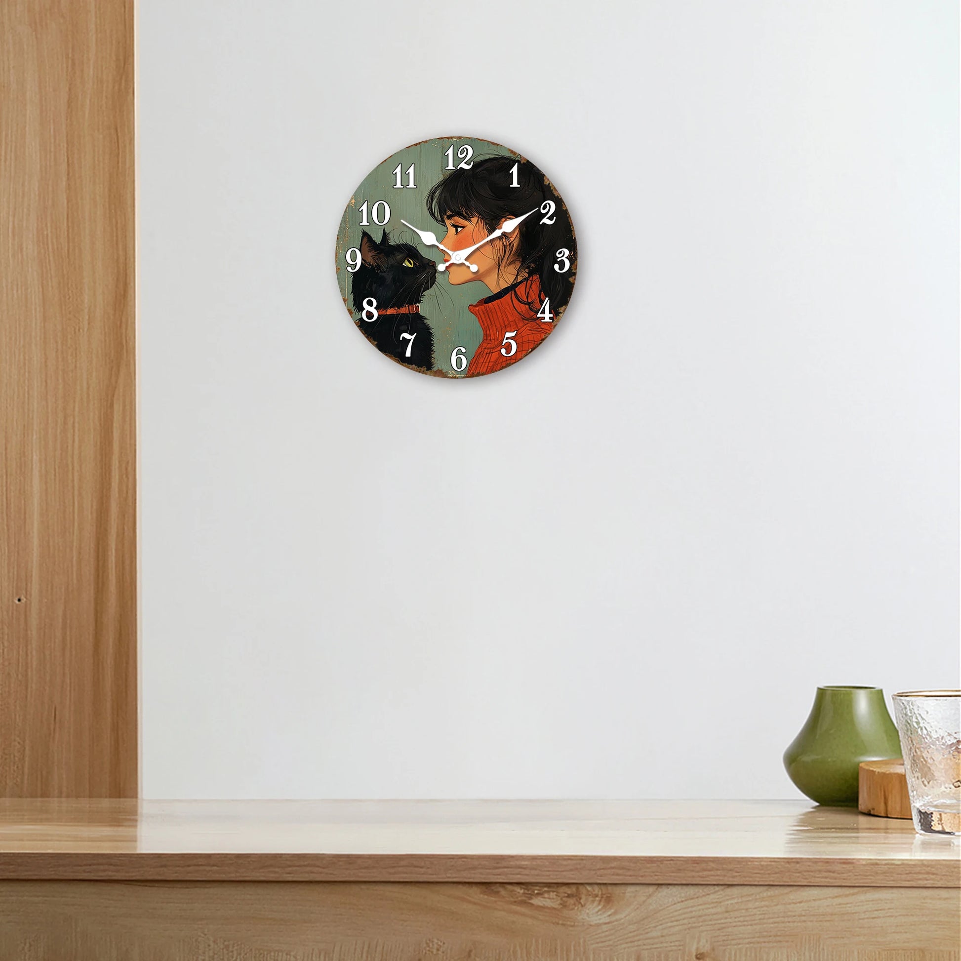 Horloge Chat Noir  Art Vintage