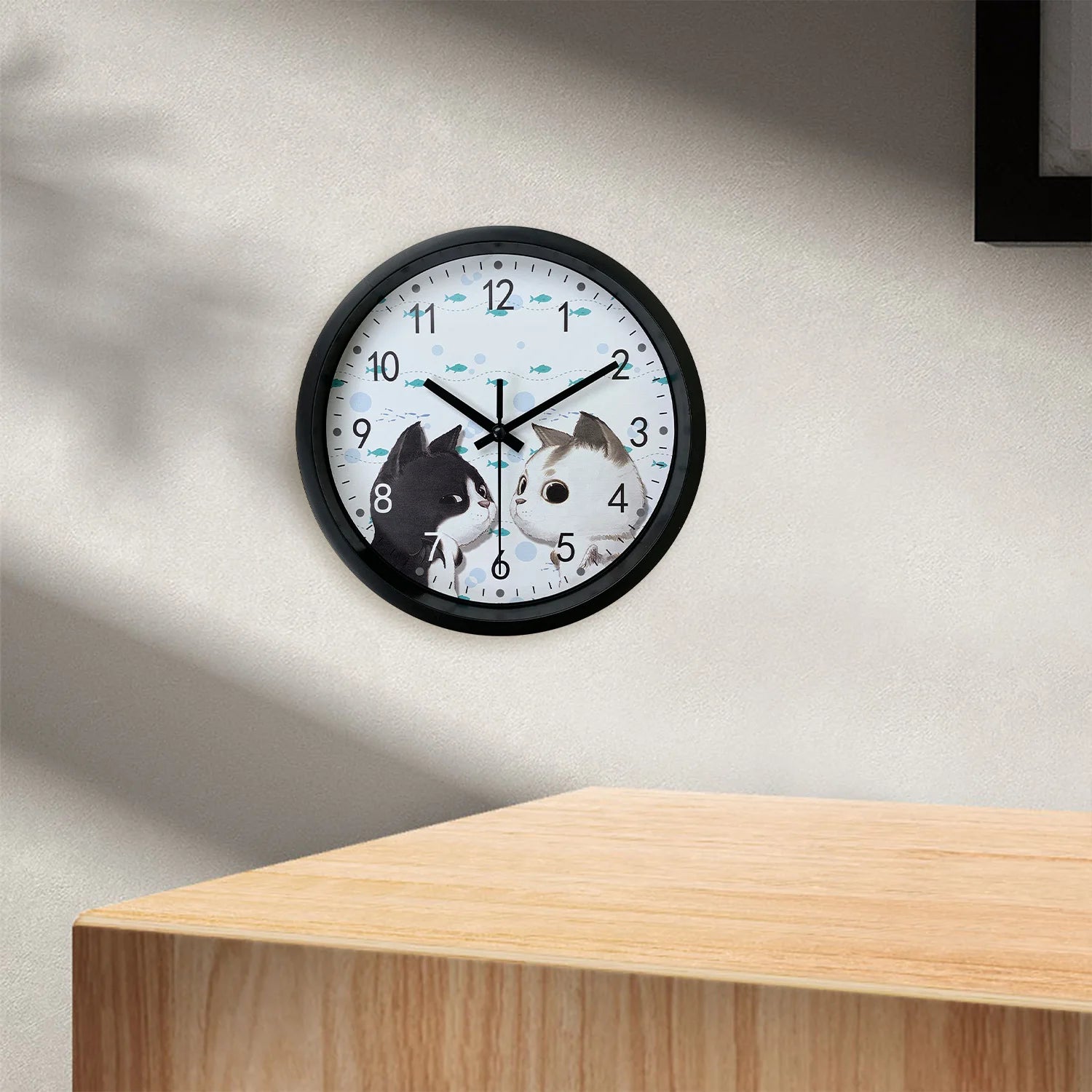 Horloge Enfant Chat Noir et Blanc