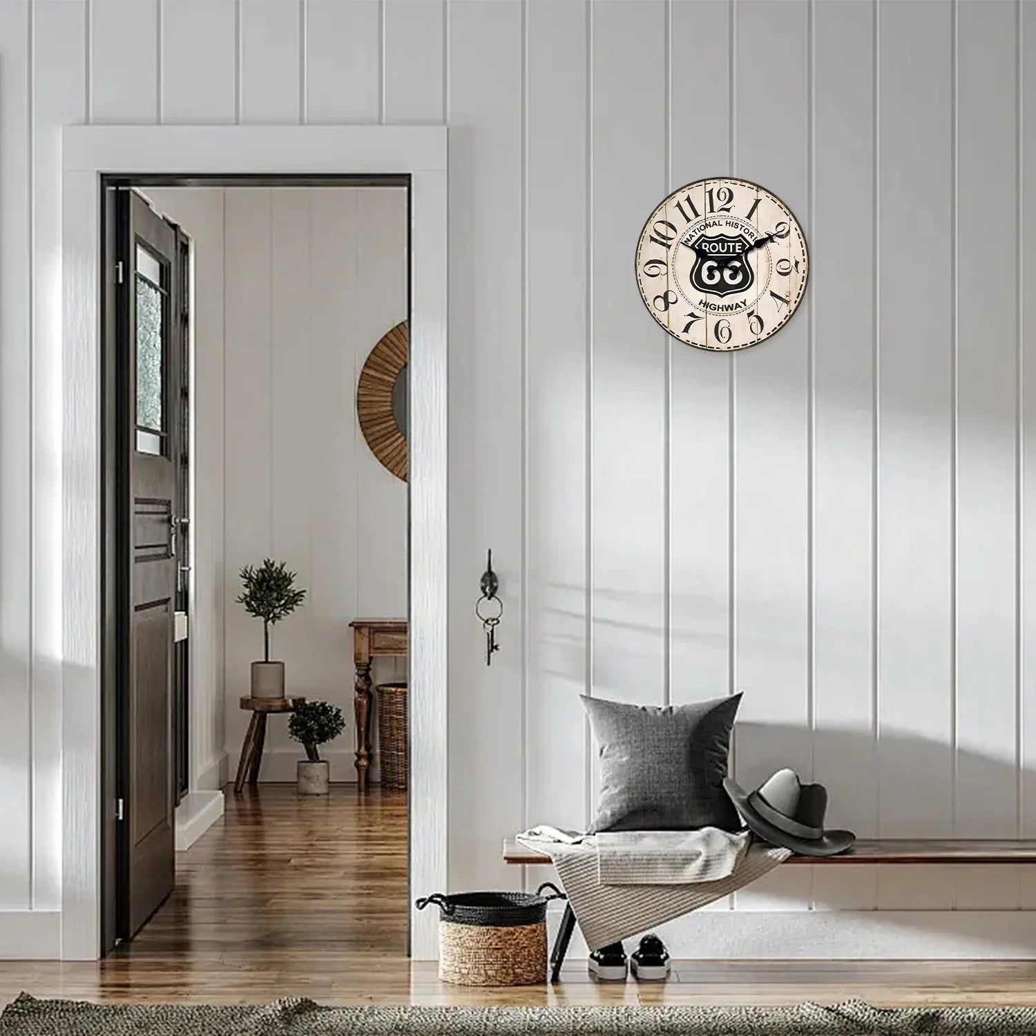 Horloge murale Route 66 style vintage - vue cote style americain