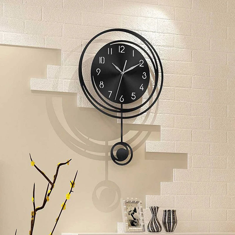 Horloge Murale SilencieuseDesign Rond avec Chiffres Arabes
