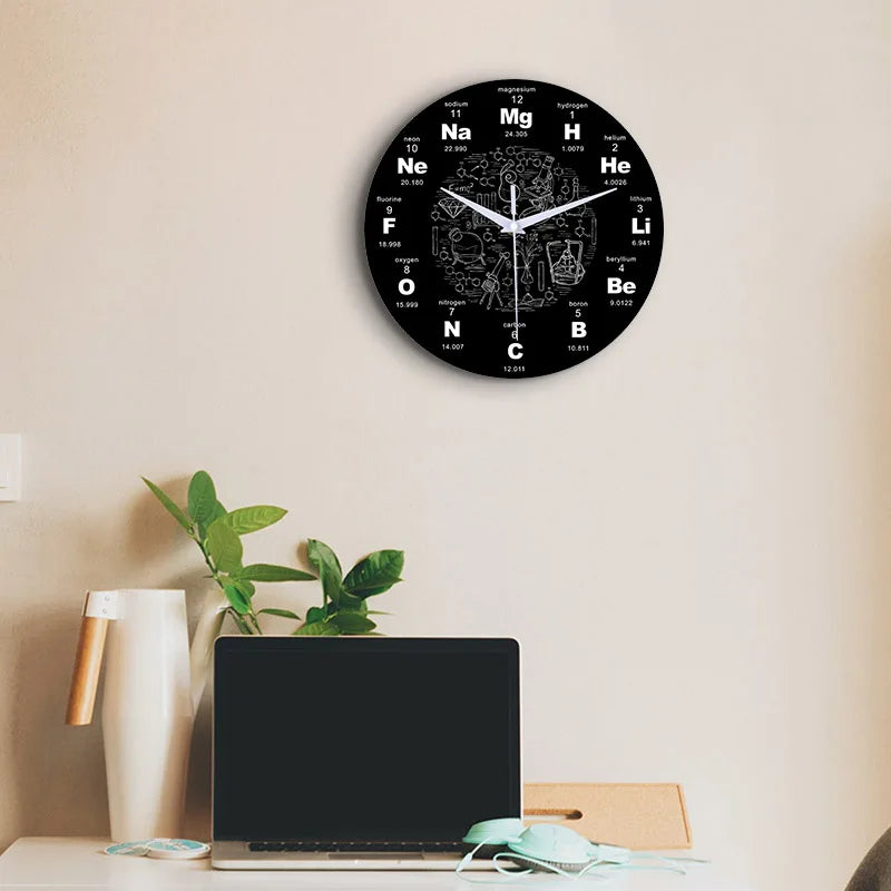 Horloge Murale SilencieuseDesign Périodique Élémentaire