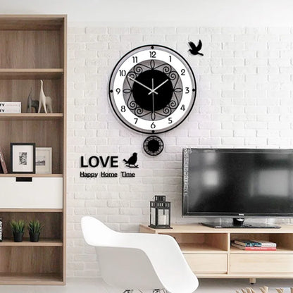 Horloge Murale Silencieuse  Noire et Blanche Minimaliste