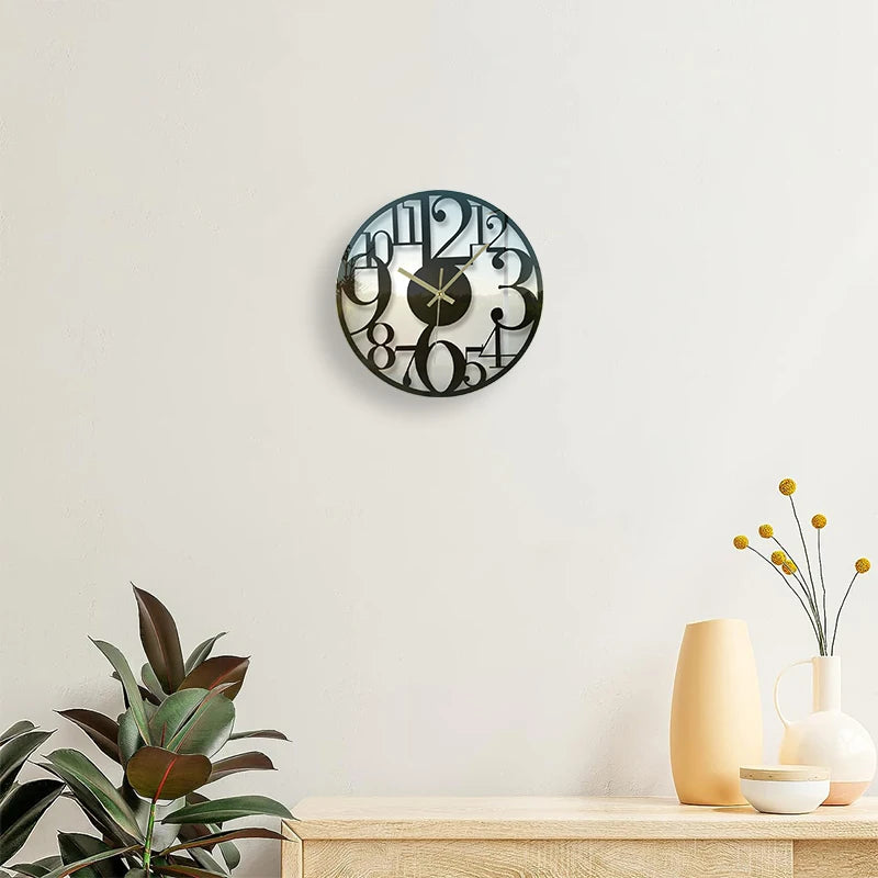 Horloge Murale SilencieuseVerre Rond Décoratif