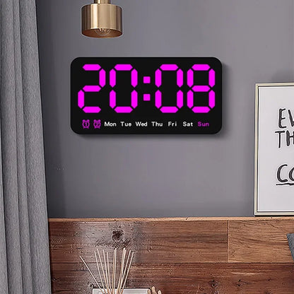 Horloge Murale Digitale  LED Grande Taille avec Double Alarme