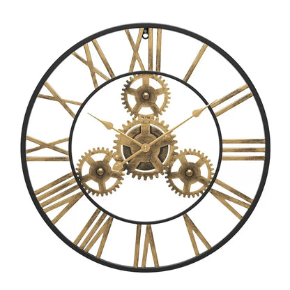 Horloge murale antique avec engrenages détail des engrenages