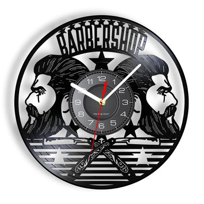 Horloge À Engrenage    Vinyle Design Style Barber Shop